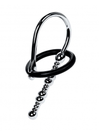 Серебристый уретральный плаг-бусины TOYFA Metal с мягким фиксириющим кольцом - ToyFa - купить с доставкой в Новокуйбышевске