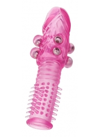 Стимулирующая розовая насадка с шишечками и шипами - 13,5 см. - Toyfa Basic - в Новокуйбышевске купить с доставкой