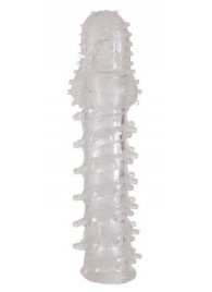 Прозрачная, закрытая насадка с шипами и точками - 13,5 см. - Toyfa Basic - в Новокуйбышевске купить с доставкой