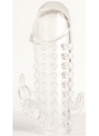 Гелевая прозрачная насадка с 2 отростками - 13 см. - Toyfa Basic - в Новокуйбышевске купить с доставкой