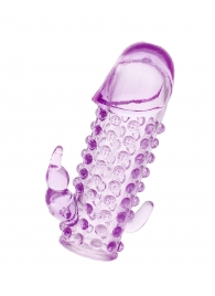 Закрытая фиолетовая насадка с 2 отростками - 13 см. - Toyfa Basic - в Новокуйбышевске купить с доставкой