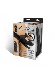 Полый страпон с двумя отростками и вибрацией Unisex Vibrating Hollow Strap-On Double Penetrating Dildo - 17,8 см. - Lux Fetish - купить с доставкой в Новокуйбышевске