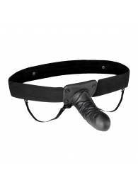 Чёрный полый страпон с вибрацией Unisex Vibrating Hollow Strap-On - 14 см. - Lux Fetish - купить с доставкой в Новокуйбышевске