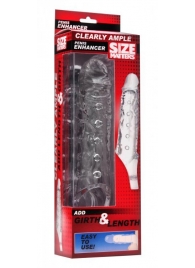 Прозразная закрытая насадка на пенис с поддержкой мошонки Clearly Ample Penis Enhancer - 22 см. - XR Brands - в Новокуйбышевске купить с доставкой