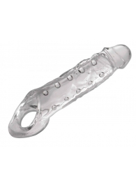 Прозразная закрытая насадка на пенис с поддержкой мошонки Clearly Ample Penis Enhancer - 22 см. - XR Brands - в Новокуйбышевске купить с доставкой