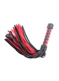 Черно-красная клеть с плетеной ручкой с ромбовидным узором - 45 см. - БДСМ Арсенал - купить с доставкой в Новокуйбышевске