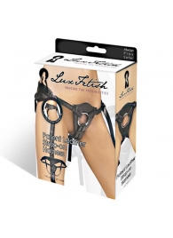 Черные трусики для страпона из патентованной кожи - Lux Fetish - купить с доставкой в Новокуйбышевске