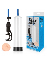 Прозрачная вакуумная помпа Sex Expert с насадкой-вагиной - Sex Expert - в Новокуйбышевске купить с доставкой