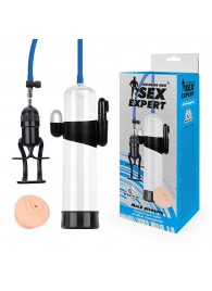 Прозрачная вакуумная вибропомпа Sex Expert с насадкой-вагиной - Sex Expert - в Новокуйбышевске купить с доставкой