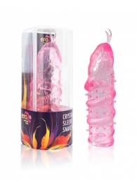 Закрытая рельефная насадка Crystal sleeve snakes в виде змеи с усиками - 14 см. - Erowoman-Eroman - в Новокуйбышевске купить с доставкой