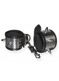 Серебристо-черные наручники с шипами и металлическим блеском - Sitabella - купить с доставкой в Новокуйбышевске