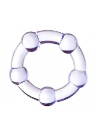 Фиолетовое эрекционное кольцо на пенис с бусинами - Штучки-дрючки - в Новокуйбышевске купить с доставкой