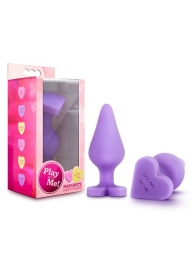 Фиолетовая анальная пробка Naughty Candy Heart Do Me Now - 8,9 см. - Blush Novelties - купить с доставкой в Новокуйбышевске