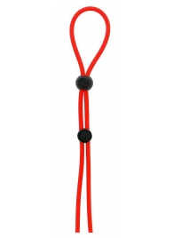 Красное лассо на пенис с двумя бусинами STRETCHY LASSO CAGE - Dream Toys - в Новокуйбышевске купить с доставкой