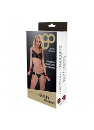 Красно-чёрные наручники на металлической цепочке - Blush Novelties - купить с доставкой в Новокуйбышевске