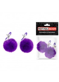 Зажимы для сосков с фиолетовым пушком - Notabu - купить с доставкой в Новокуйбышевске