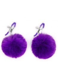 Зажимы для сосков с фиолетовым пушком - Notabu - купить с доставкой в Новокуйбышевске