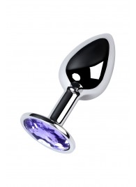 Серебристая конусовидная анальная пробка с фиолетовым кристаллом - 7 см. - ToyFa - купить с доставкой в Новокуйбышевске