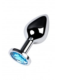 Серебристая конусовидная анальная пробка с голубым кристаллом - 8 см. - ToyFa - купить с доставкой в Новокуйбышевске