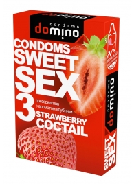 Презервативы для орального секса DOMINO Sweet Sex с ароматом клубничного коктейля  - 3 шт. - Domino - купить с доставкой в Новокуйбышевске