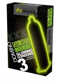 Презервативы DOMINO Neon Green со светящимся в темноте кончиком - 3 шт. - Domino - купить с доставкой в Новокуйбышевске