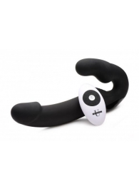 Черный безремневой страпон Urge Silicone Strap On с пультом ДУ - 24 см. - XR Brands - купить с доставкой в Новокуйбышевске
