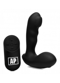 Черный стимулятор простаты Alpha-Pro 7X P-Milker Silicone Prostate Stimulator with Milking Bead - XR Brands - в Новокуйбышевске купить с доставкой