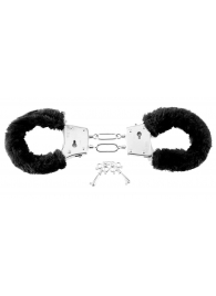 Меховые чёрные наручники Beginner s Furry Cuffs - Pipedream - купить с доставкой в Новокуйбышевске