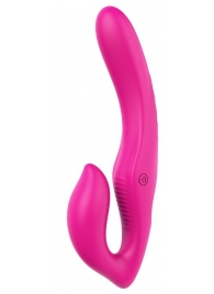 Ярко-розовый безремневой страпон REMOTE DOUBLE DIPPER - 22 см. - Dream Toys - купить с доставкой в Новокуйбышевске