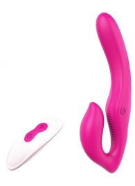 Ярко-розовый безремневой страпон REMOTE DOUBLE DIPPER - 22 см. - Dream Toys - купить с доставкой в Новокуйбышевске