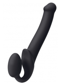 Черный безремневой страпон Silicone Bendable Strap-On M - Strap-on-me - купить с доставкой в Новокуйбышевске