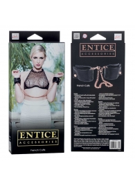 Черные мягкие наручники Entice French Cuffs с цепью - California Exotic Novelties - купить с доставкой в Новокуйбышевске