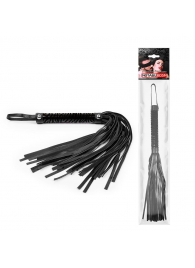 Черная гладкая плеть-флоггер с ручкой - 40 см. - Notabu - купить с доставкой в Новокуйбышевске