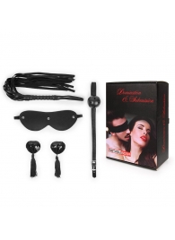 Эротический набор в черном цвете: маска, кляп, пэстисы, плётка - Notabu - купить с доставкой в Новокуйбышевске