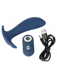 Синяя анальная втулка с вибрацией Vibrating Butt Plug - 12 см. - Orion