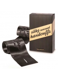 Черные ленты для связывания SILKY SENSUAL HANDCUFFS - Bijoux Indiscrets - купить с доставкой в Новокуйбышевске