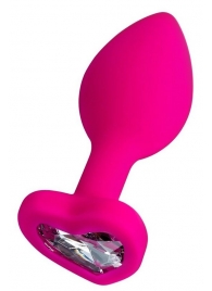 Розовая анальная втулка Diamond Heart с прозрачным кристаллом - 8 см. - ToyFa - купить с доставкой в Новокуйбышевске