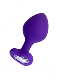 Фиолетовая анальная втулка Diamond Heart с прозрачным кристаллом - 8 см. - ToyFa - купить с доставкой в Новокуйбышевске