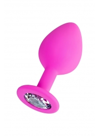 Розовая анальная втулка Brilliant с прозрачным кристаллом - 8 см. - ToyFa - купить с доставкой в Новокуйбышевске