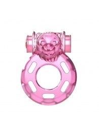 Розовое эрекционное кольцо с вибрацией Pink Bear - Baile - в Новокуйбышевске купить с доставкой