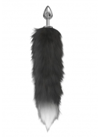 Серебристая анальная пробка с черным хвостом Starlit - Lola Games - купить с доставкой в Новокуйбышевске