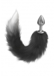 Серебристая анальная пробка с черным хвостом Starlit - Lola Games - купить с доставкой в Новокуйбышевске