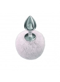 Серебристая анальная пробка с белым пушистым хвостиком Twinkle - Lola Games - купить с доставкой в Новокуйбышевске