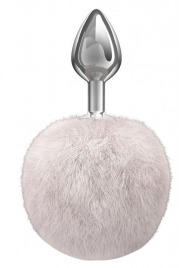 Серебристая анальная пробка с белым пушистым хвостиком Twinkle - Lola Games - купить с доставкой в Новокуйбышевске