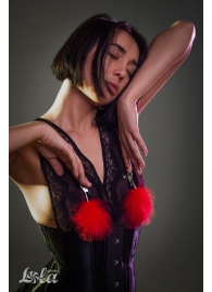 Зажимы на соски с красным пухом Euphoric - Lola Games - купить с доставкой в Новокуйбышевске