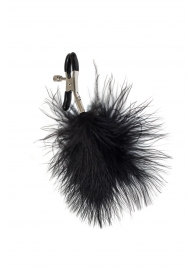 Зажимы на соски с черным пухом Euphoric - Lola Games - купить с доставкой в Новокуйбышевске