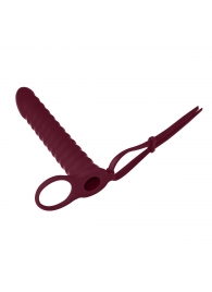 Бордовая вибронасадка для двойного проникновения Rori - 17 см. - Lola Games - купить с доставкой в Новокуйбышевске