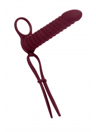 Бордовая вибронасадка для двойного проникновения Rori - 17 см. - Lola Games - купить с доставкой в Новокуйбышевске