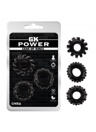 Набор из 3 черных эрекционных колец Gear Up Rings - Chisa - в Новокуйбышевске купить с доставкой
