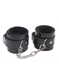 Черные оковы на ноги Obey Me Leather Ankle Cuffs - Chisa - купить с доставкой в Новокуйбышевске